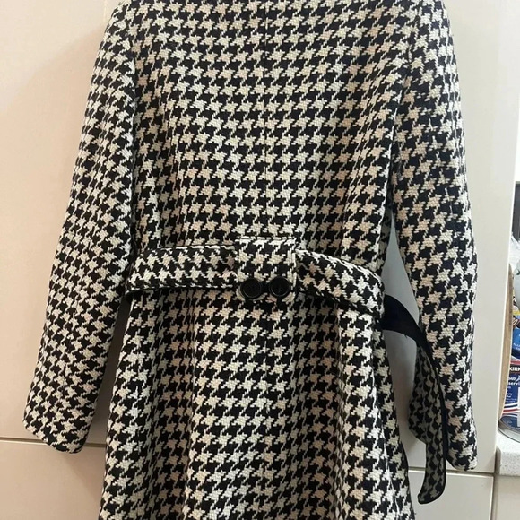 Spirit Jacket Womens Size SP Wool Coat black and white belt - Picture 2 of 8